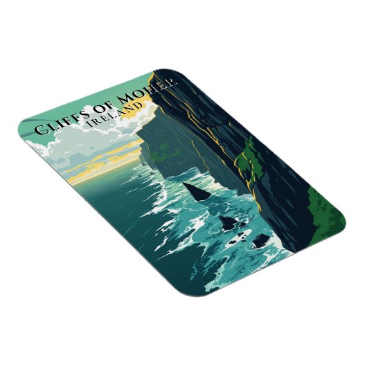 Retro Cliffs of Moher Ireland Landschaftsreise Magnet (Rechte Seite)