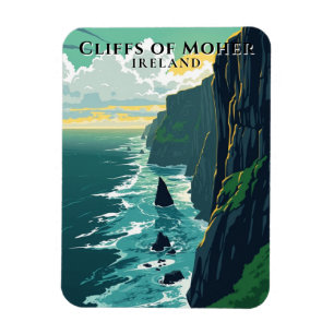 Retro Cliffs of Moher Ireland Landschaftsreise Magnet