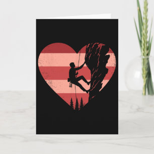 Retro Climbing Heart Valentinstag Kletterer Damen Karte