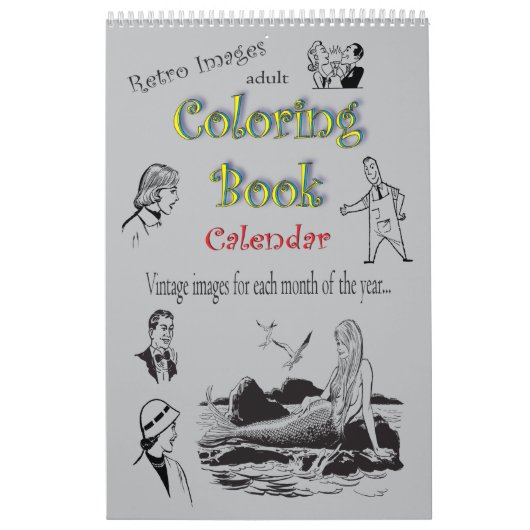 Retro Clip Art Aduloring Coloring Book Kalender (Titelbild)