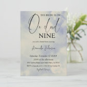 Retro Cloud Nine Calligraphy Blue Brautparty Einladung (Stehend Vorderseite)