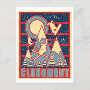 Retro Cloudmont Ski 80er Postkarte