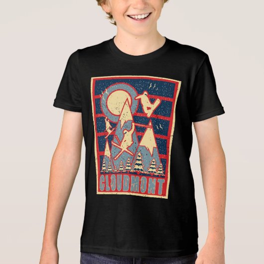 Retro Cloudmont Ski 80er Tri-Blend Shirt (Vorderseite)
