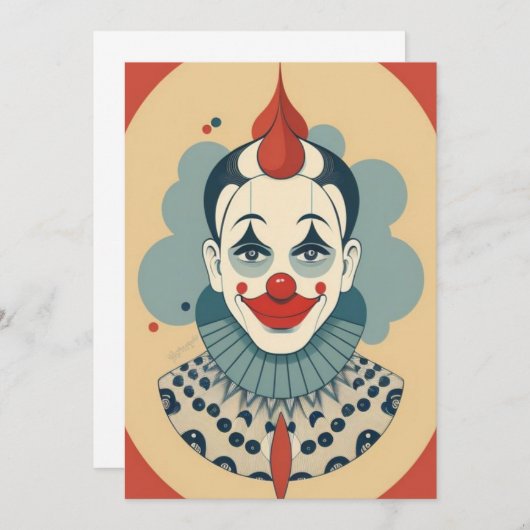 Retro Clown Collectoin Einladung (Vorne/Hinten)