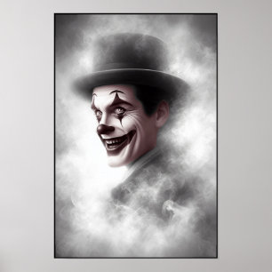 Retro-Clown-Porträt mit Hut Poster
