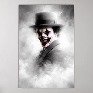Retro-Clown-Porträt mit Hut Poster