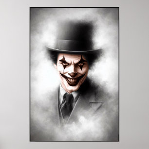 Retro-Clown-Porträt mit Hut Poster