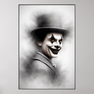 Retro-Clown-Porträt mit Hut Poster