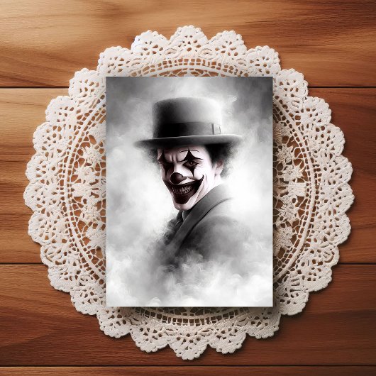 Retro-Clown-Porträt mit Hut Postkarte
