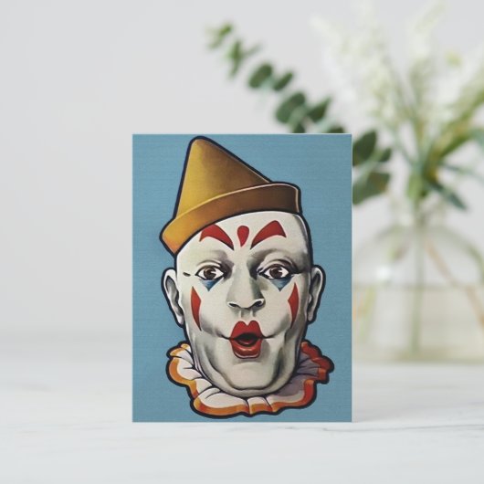 Retro Clown Postkarte (Stehend Vorderseite)