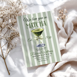 Retro Club Olive Bow Liebe Matcha Babydusche Einladung