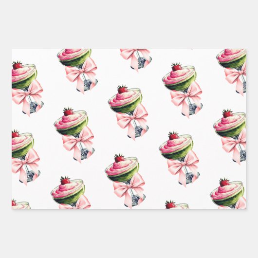 Retro Club Pink Bow Liebe Matcha Baby Dusche Geschenkpapier Set (Vorderseite 3)