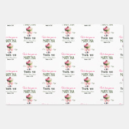 Retro Club Pink Bow Liebe Matcha Baby Dusche Geschenkpapier Set