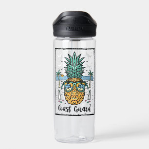 Retro Coast Guard Beach Artwork auf beiden Seiten Trinkflasche