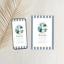 Retro Coastal Beach Club Geburtstagsparty Einladung