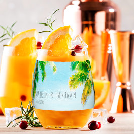 Retro Coastal Beach Palm Trees Tropical Wedding Weinglas Ohne Stiel