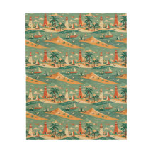 Retro Coastal Holzwall Art