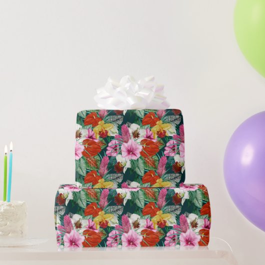 Retro Coastal Paradies Blüten Geschenkpapier (Partygeschenke)