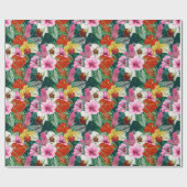 Retro Coastal Paradies Blüten Geschenkpapier (Flach)