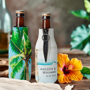 Retro Coastal Tropical Beach Hochzeit Personalisie Flaschenkühler