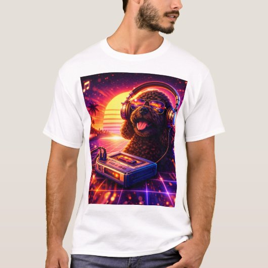 Retro Cockapoo Musik T-Shirt 80er Ästhetik (Vorderseite)