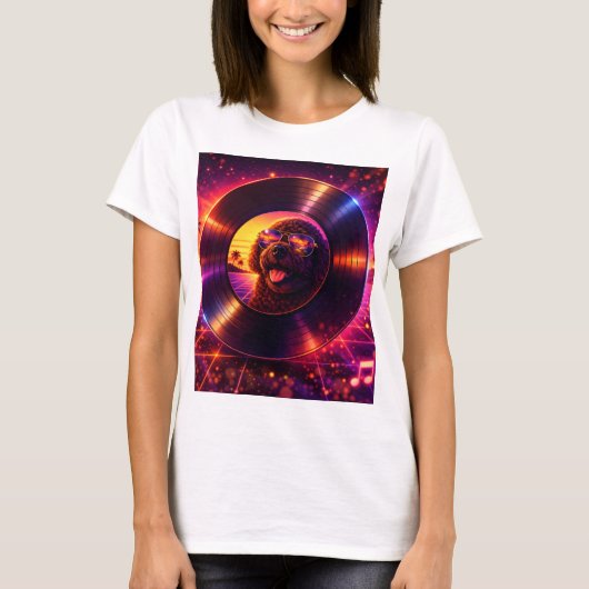 Retro-Cockapoo-Vinyl-Schallplatte T-Shirt 80er Mus (Vorderseite)