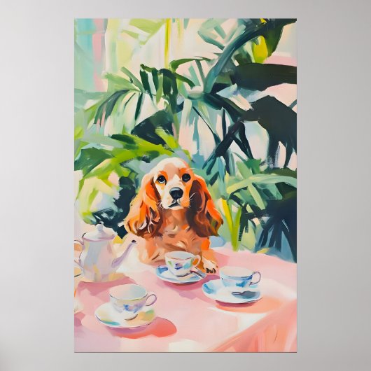 Retro-Cocker-Spaniel-Plakat, Cocker Spaniel Öl Poster (Vorne)