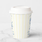 Retro-Cocktail Bachelorette Blau & Gelb Streifen Pappbecher (Links)