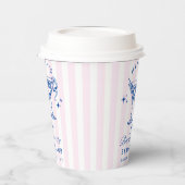 Retro-Cocktail Bachelorette Blau & Rosa Streifen Pappbecher (Links)