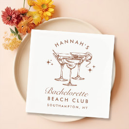 Retro Cocktail Bachelorette Brown Paper Napkins Serviette
