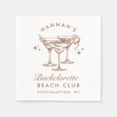 Retro Cocktail Bachelorette Brown Paper Napkins Serviette (Vorderseite)