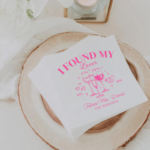 Retro Cocktail Bachelorette rosa Papier Serviette