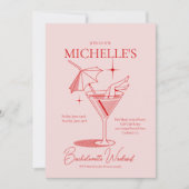 Retro Cocktail Bachelorette Wochenende Ausflug Einladung (Vorderseite)