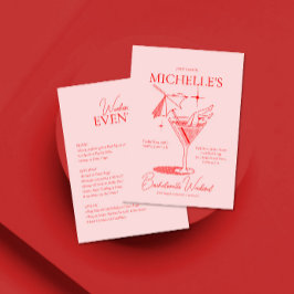 Retro Cocktail Bachelorette Wochenende Ausflug Einladung