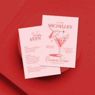 Retro Cocktail Bachelorette Wochenende Ausflug Einladung
