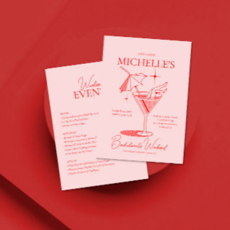 Retro Cocktail Bachelorette Wochenende Ausflug Einladung