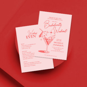 Retro Cocktail Bachelorette Wochenende Ausflug Einladung