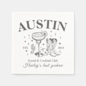 Retro Cocktail Cowboy Junggeselinnen-Abschied Serviette (Vorderseite)