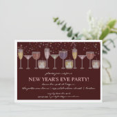 Retro Cocktail Feier Neujahr Silvester Party Einladung (Stehend Vorderseite)