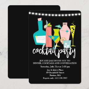 Retro-Cocktail-Getränke Cocktailparty-Einladung Einladung