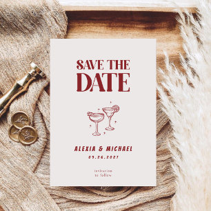 Retro-Cocktail-Glas Foto Elegantes Skript Hochzeit Save The Date