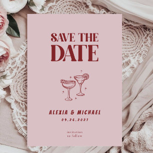 Retro-Cocktail-Glas Foto Elegantes Skript Hochzeit Save The Date