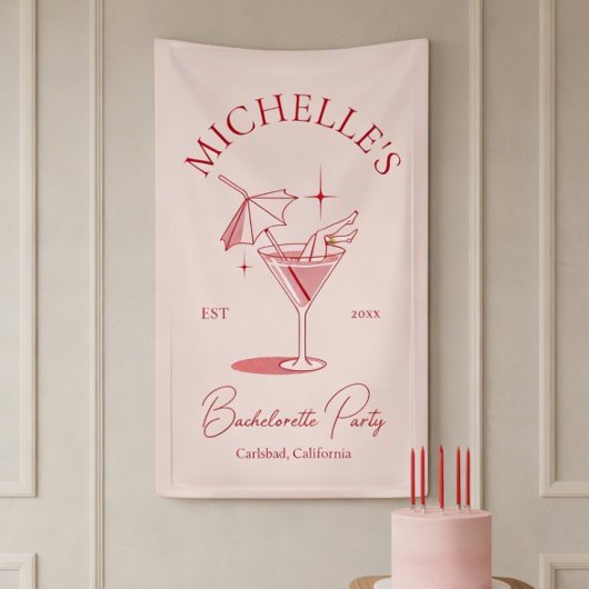 Retro Cocktail Junggeselinnen-Abschied Banner