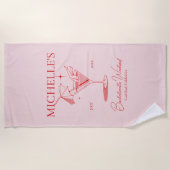 Retro Cocktail Junggeselinnen-Abschied Strandtuch (Vorderseite)