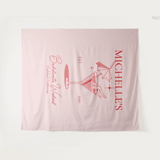 Retro Cocktail Junggeselinnen-Abschied Wandteppich (Vorderseite (Horizontal))