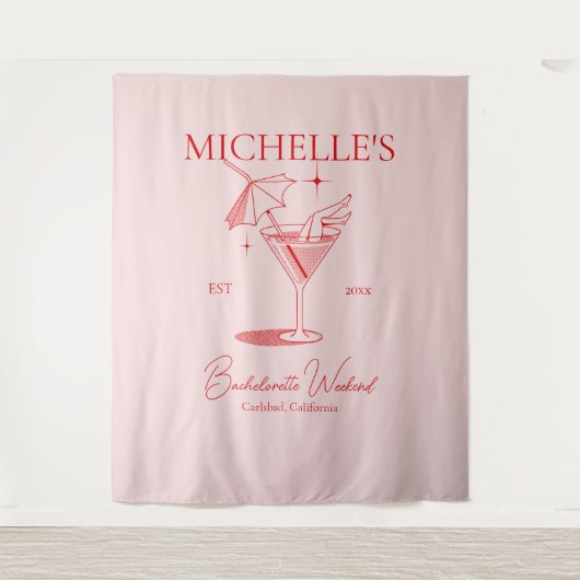 Retro Cocktail Junggeselinnen-Abschied Wandteppich (Vorderseite)