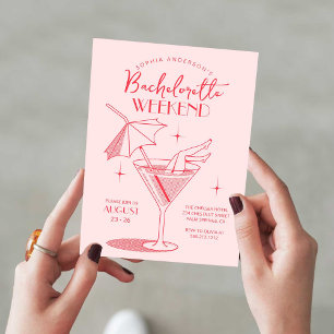 Retro-Cocktail-Junggesellinnen-Abschieds-Wochenend Einladung