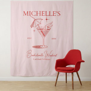 Retro-Cocktail-Junggesellinnenabschied Wandteppich