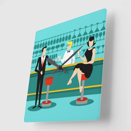 Retro Cocktail Lounge Akryllische Wall Uhr (Winkel)