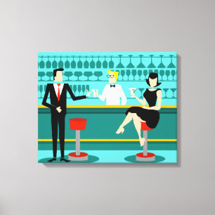 Retro Cocktail Lounge auf Leinwand